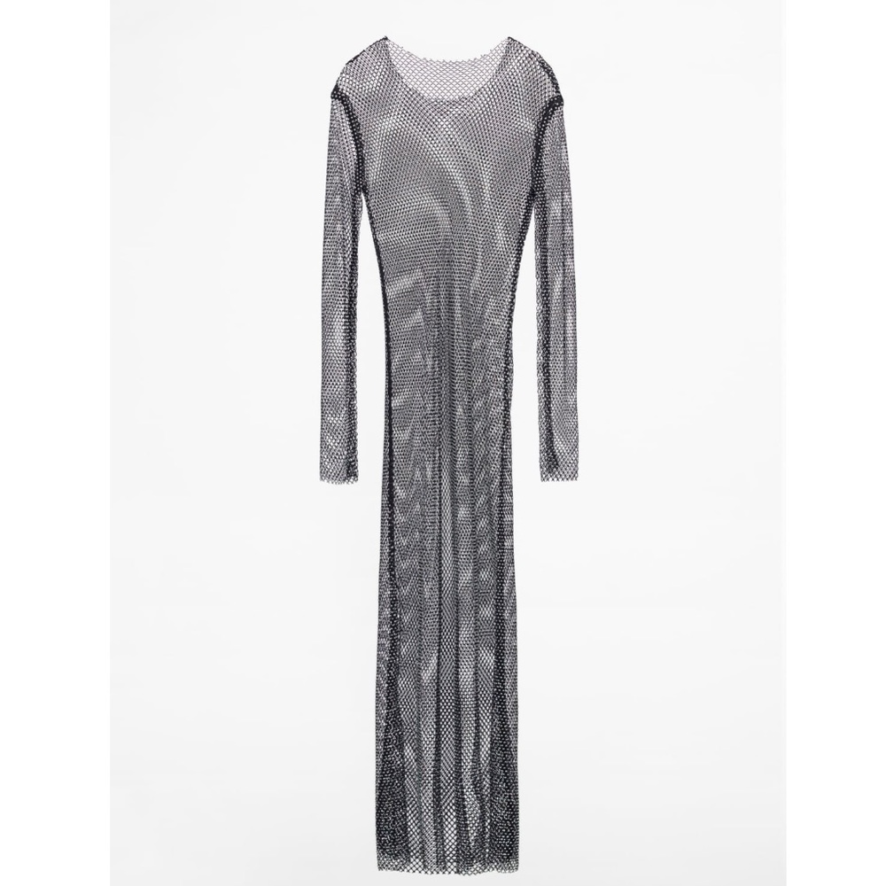 ZARA RHINESTONE MESH MIDI DRESS - Picture 11 of 11